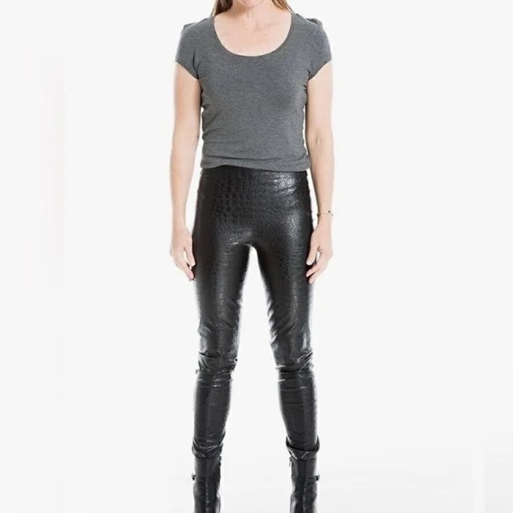 Max Studio Black Croc Print Faux Leather Leggings
